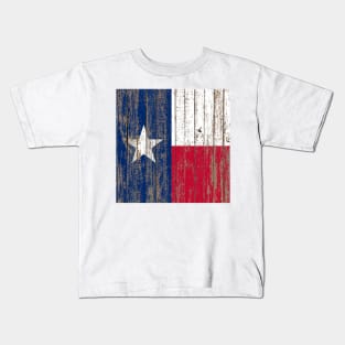 Rustic Primitive Wood Grain Western Country Texas Flag Kids T-Shirt